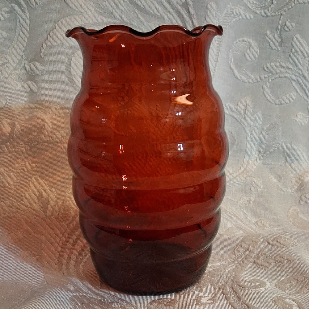 Vtg Anchor Hocking Royal Ruby Red "Whirly Twirly" Vase